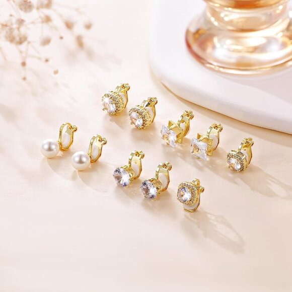 Cubic Zirconia Clip-On Earrings - Elegant Non-Pierced Jewelry & Comfortable Wear - Picture 7 of 7